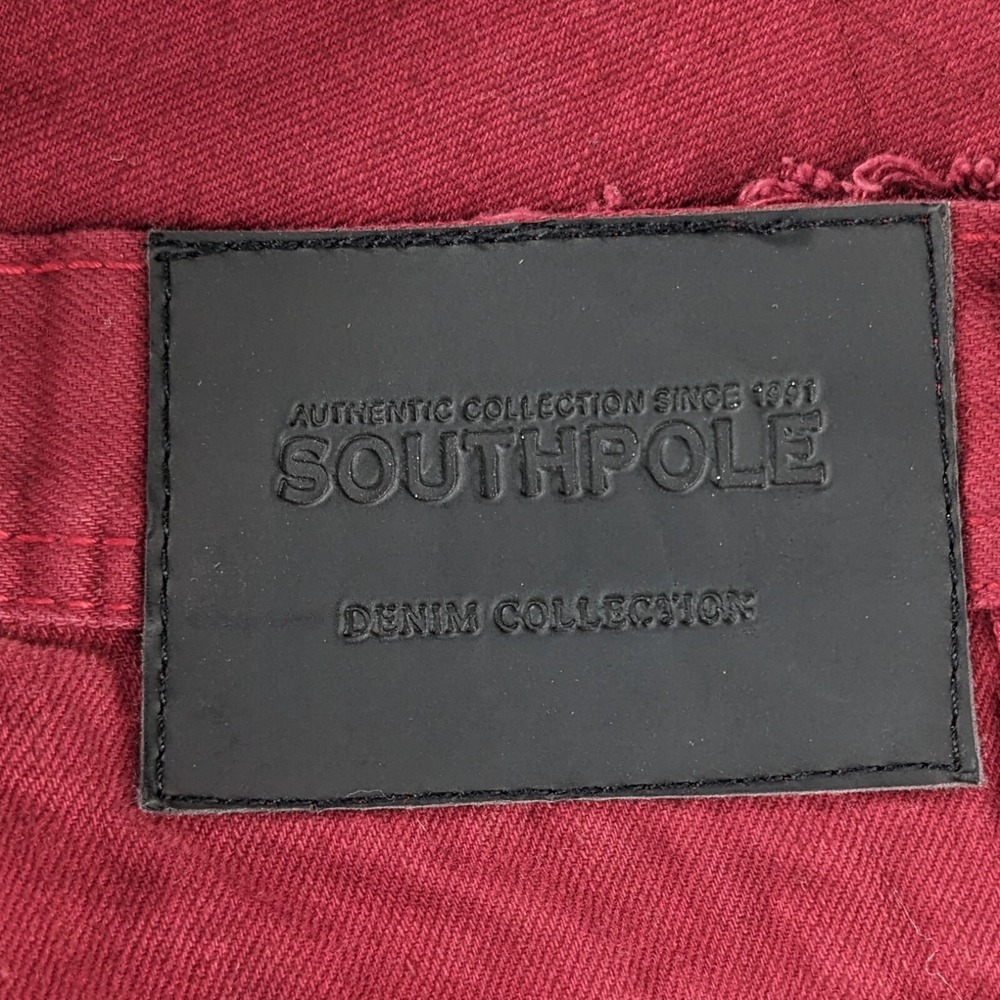 Southpole Men's Size 34x34 Burgundy Rock Style Distressed Denim Jeans - Picture 6 of 8